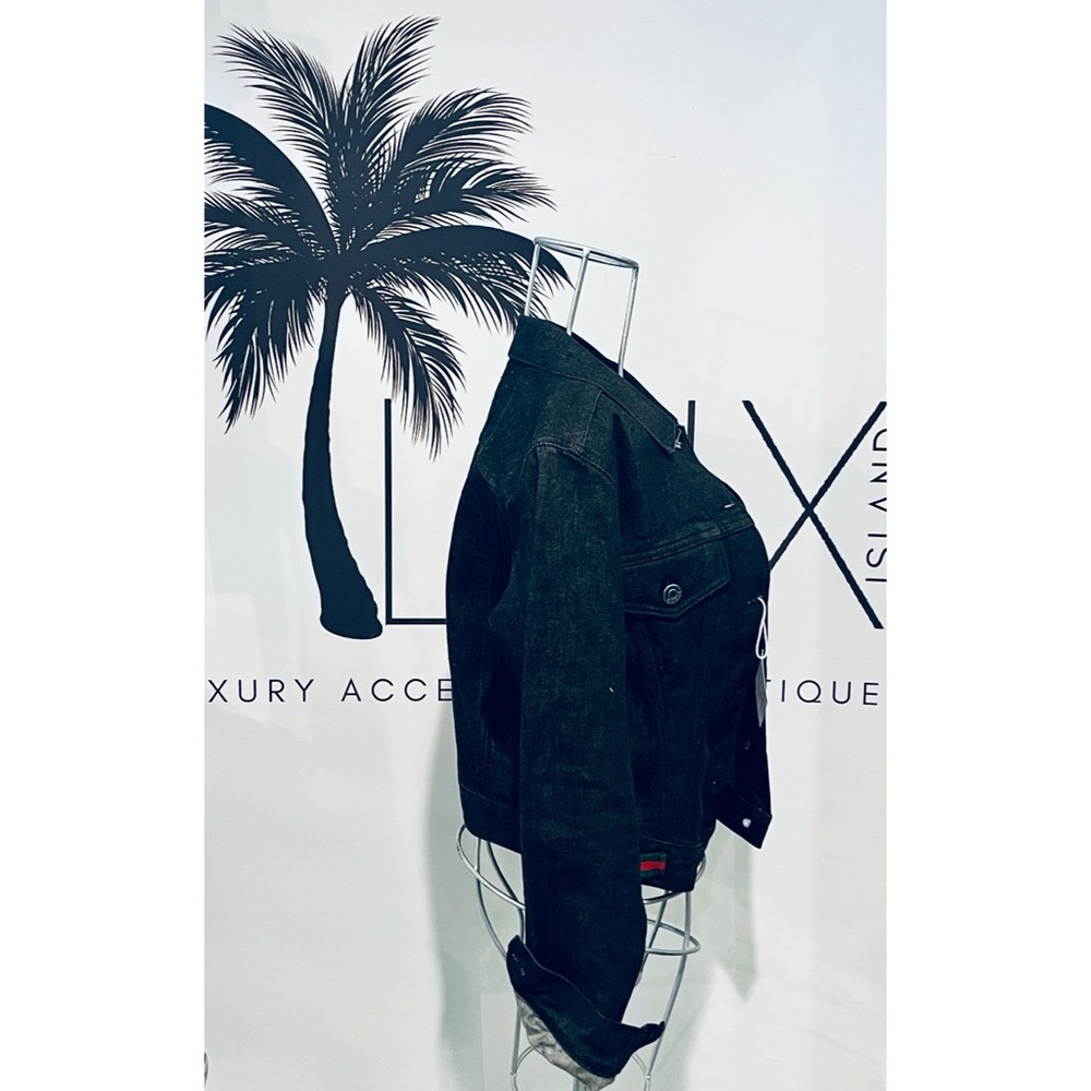 LUX ISLAND | Gucci by Tom Ford 1999 Black Logo Button Cotton Denim Jacket $900